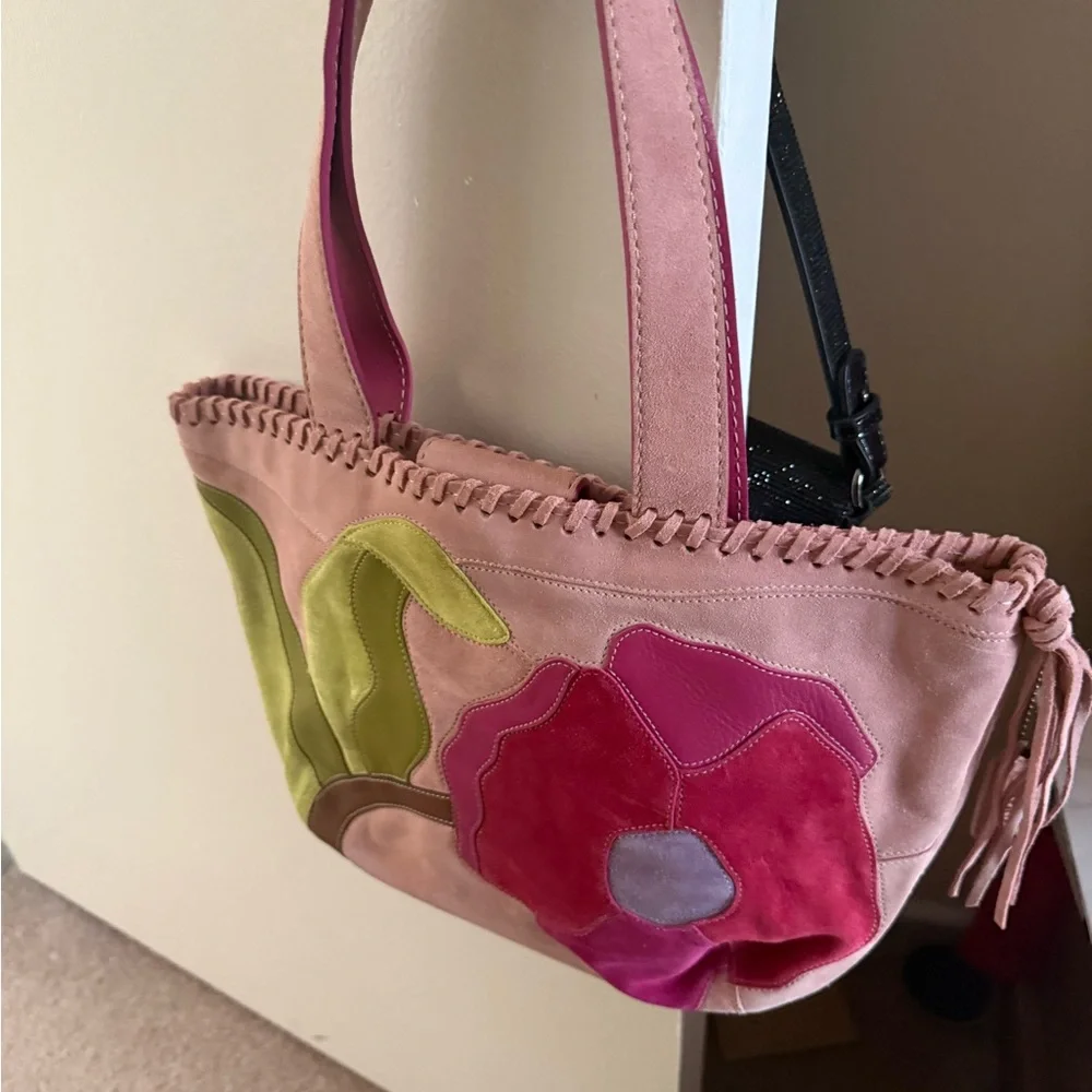 Coach Pink and Green Floral Satchel and Clutch - Picture 9 of 16